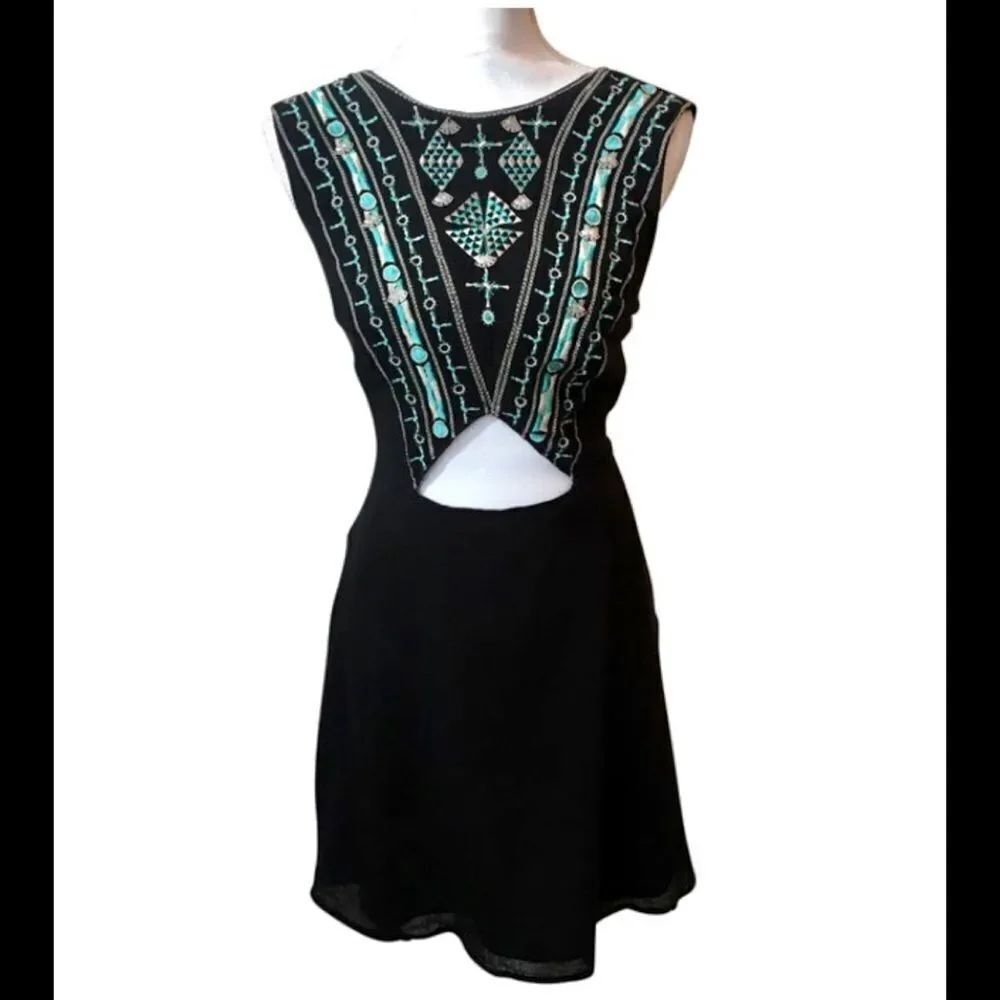 Leith black boho embroidered dress . Size L